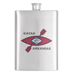 Kayak Arkansas Flag Hip Flask