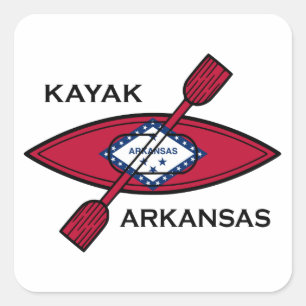 Kayak Arkansas Flag Square Sticker