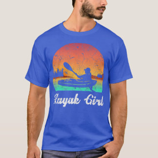 Kayak Boating Vintage Sunset Kayak Girl Kayaking  T-Shirt