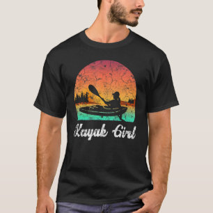 Kayak Boating Vintage Sunset Kayak Girl Kayaking T-Shirt