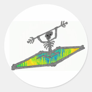 Kayak Bones Wavelength Classic Round Sticker