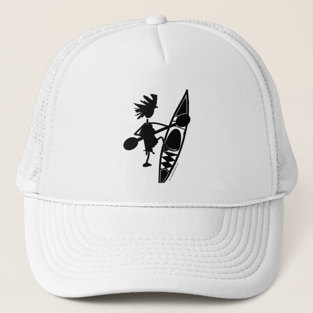 Kayak Canoe Joyful Silhouette Trucker Hat (Front)