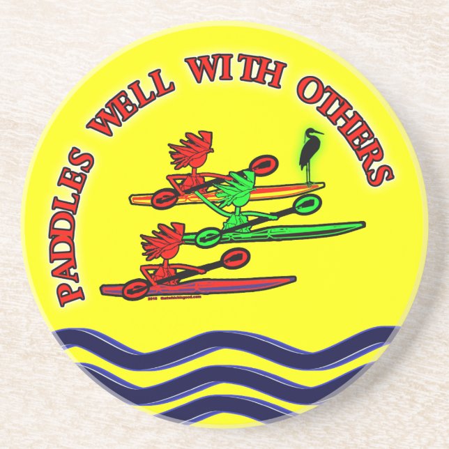 Kayak Canoe - Paddles Well With Others Coaster (Front)