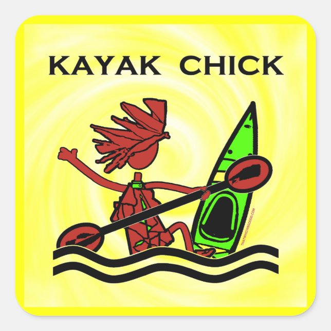Kayak Chick Designs & Things Square Sticker (Front)