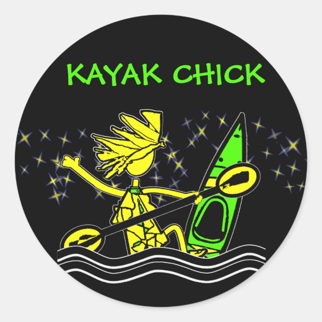 Kayak Chick Fun Round Sticker (Front)