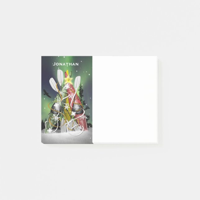 Kayak Christmas Tree Aurora Borealis Post-it Notes (Front)