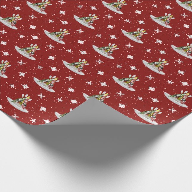 Kayak Christmas Tree pattern on red or ANY colour Wrapping Paper (Corner)