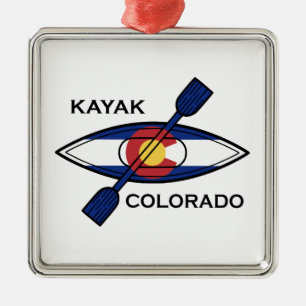 Kayak Colorado Flag Metal Tree Decoration
