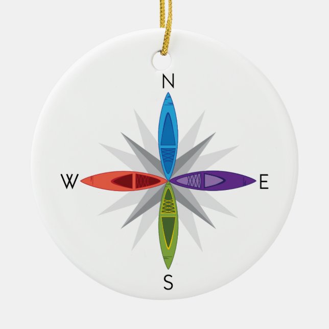 Kayak Directions Ceramic Tree Decoration (Front)