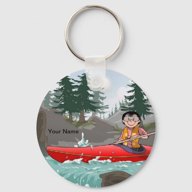 Kayak - Female Cartoon by PrintedPerfection.com Key Ring (Front)