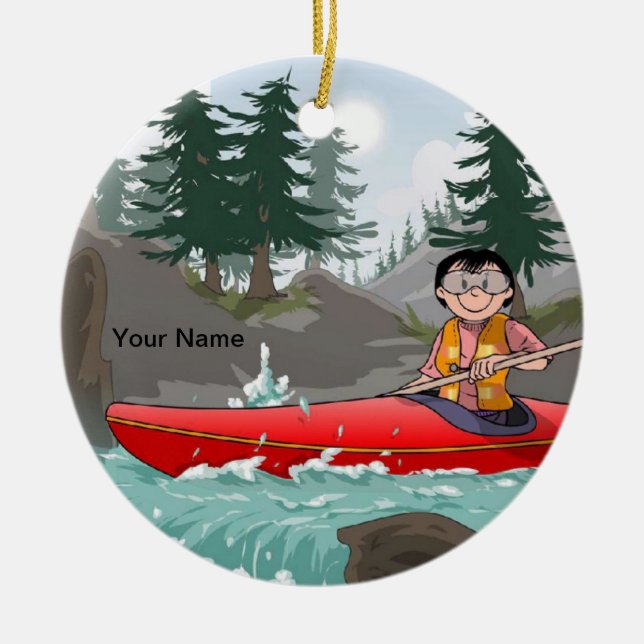 Kayak - Female Ceramic Tree Decoration (Front)