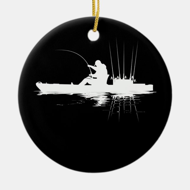 Kayak Fishing Fisherman Angler Kayaking Angling Ceramic Tree Decoration (Front)