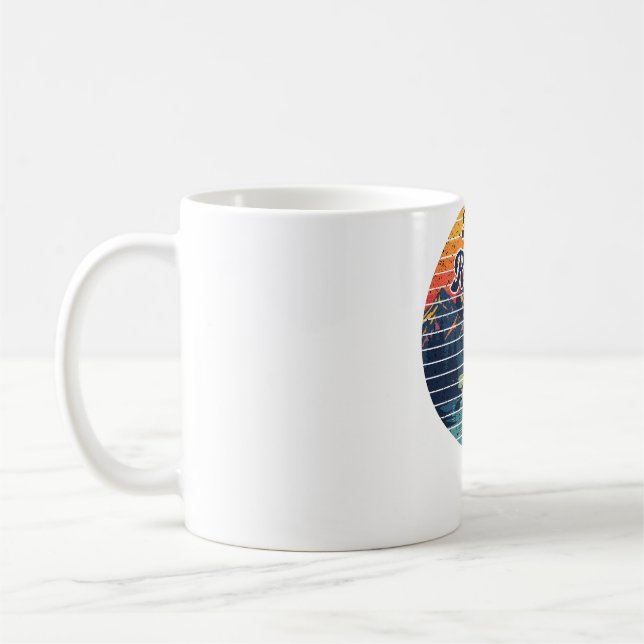 Kayak Fishing Paddle Retro Sunset Coffee Mug (Left)