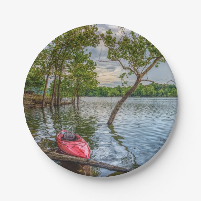 Kayak Floating On Table Rock Lake Paper Plate (Front)