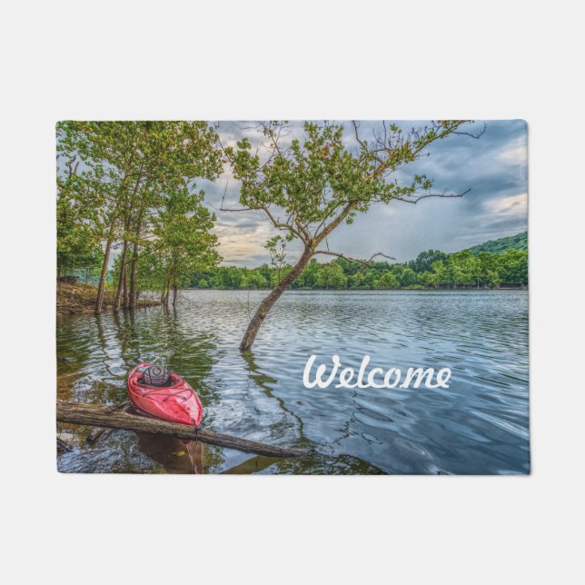 Kayak Floating On Table Rock Lake Welcome Mat (Front)