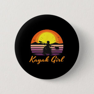 Kayak Girl Funny Kayaking Sunset Kayaker Boating B 6 Cm Round Badge