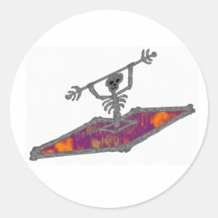 Kayak Gravity Bones Classic Round Sticker