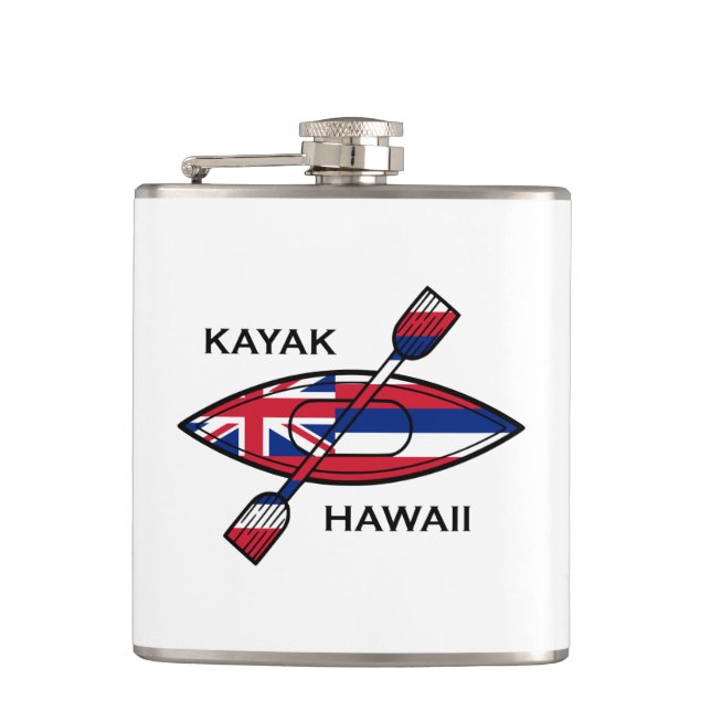 Kayak Hawaii Flag Hip Flask (Front)