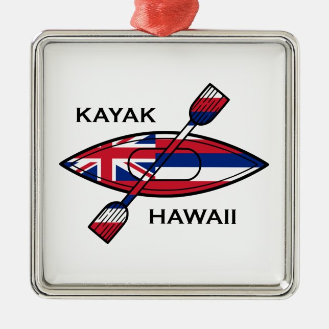 Kayak Hawaii Flag Metal Tree Decoration (Front)