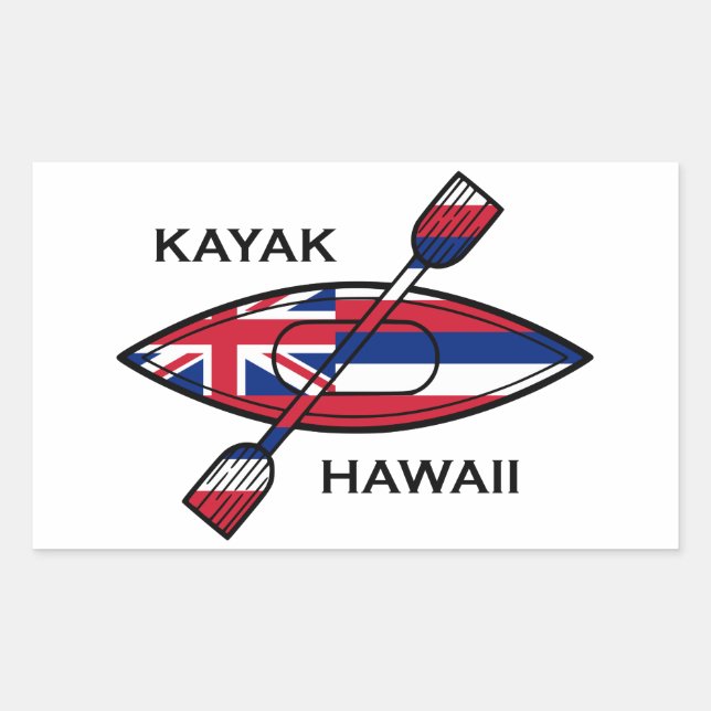 Kayak Hawaii Flag Rectangular Sticker (Front)