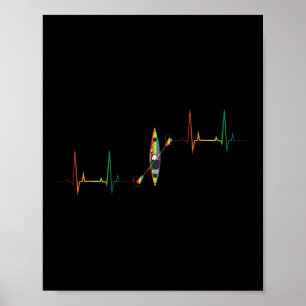Kayak Heartbeat Boat Lover Canoeing Kayaking Paddl Poster