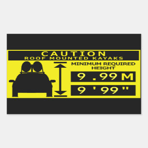 Kayak Height Warning Sticker