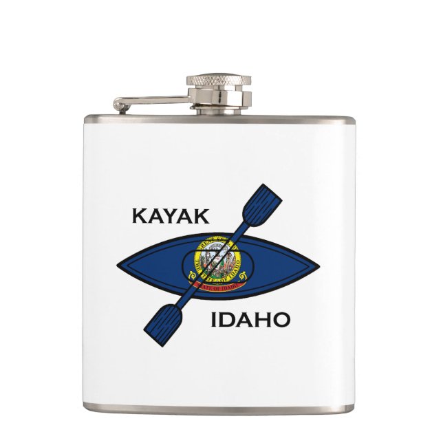 Kayak Idaho Flag Hip Flask (Front)