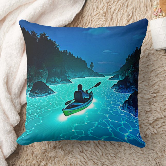 Kayak in Glowing Water Design Cushion (Blanket)