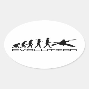 Kayak Kayaking Water Sport Evolution Art Oval Sticker