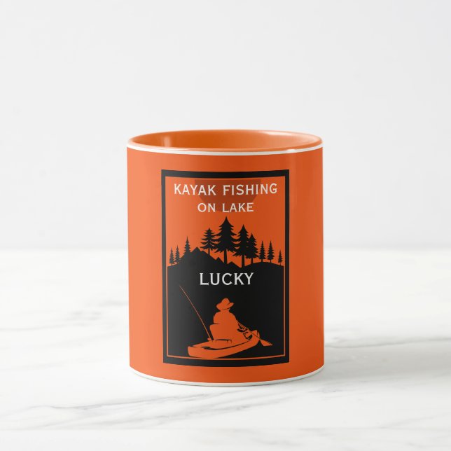  Kayak Lake And River Fishing Mug (Center)
