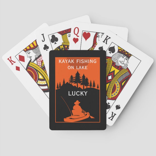  Kayak Lake And River Fishing Playing Cards (Back)