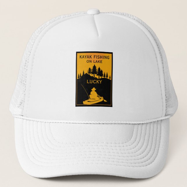  Kayak Lake And River Fishing Trucker Hat (Front)
