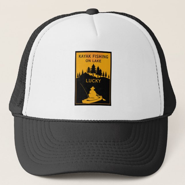  Kayak Lake And River Fishing Trucker Hat (Front)