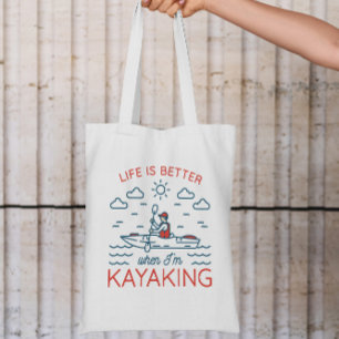 Kayak Love Quote Tote Bag