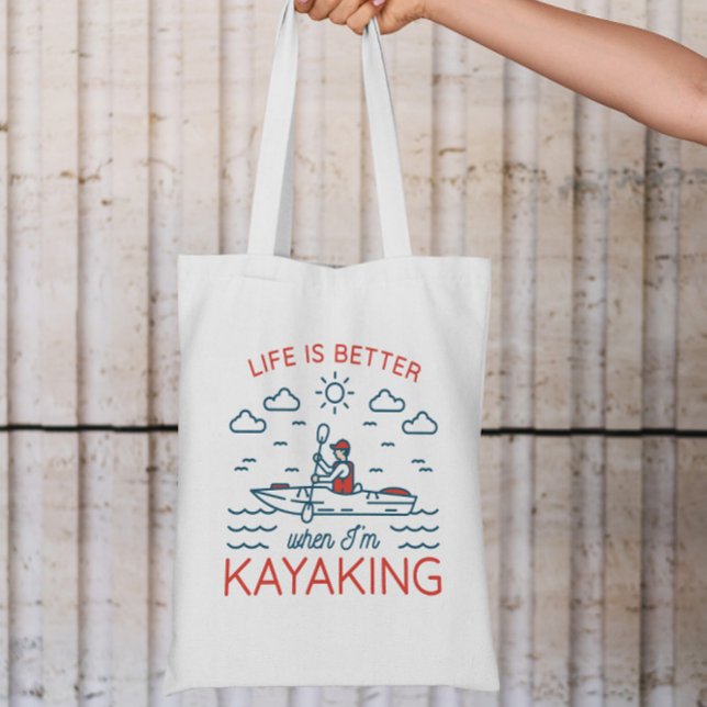 Kayak Love Quote Tote Bag (Creator Uploaded)