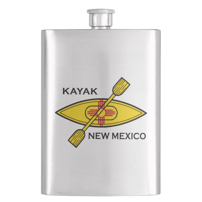 Kayak New Mexico Flag Hip Flask (Front)