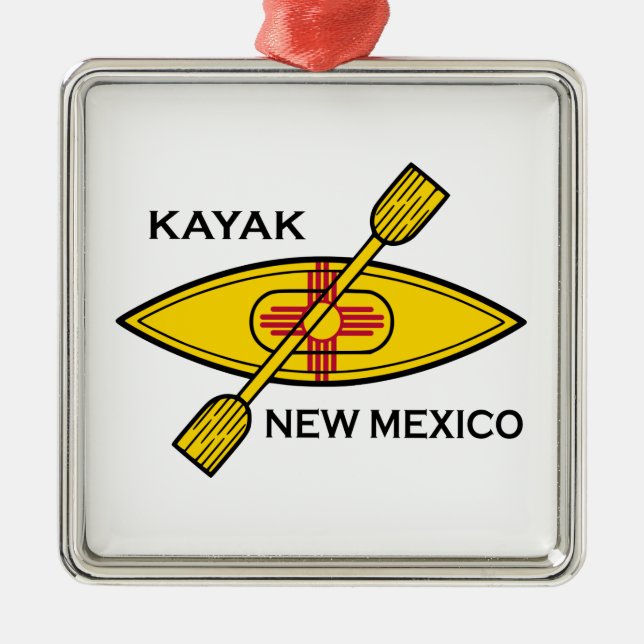 Kayak New Mexico Flag Metal Tree Decoration (Front)
