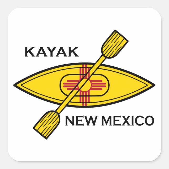 Kayak New Mexico Flag Square Sticker (Front)