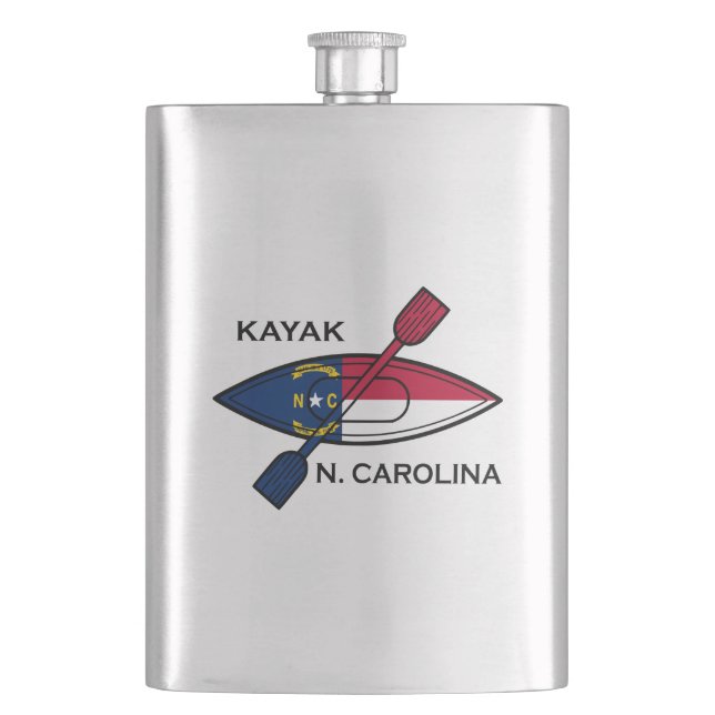 Kayak North Carolina Flag Hip Flask (Front)