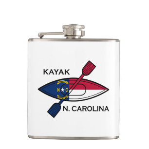 Kayak North Carolina Flag Hip Flask