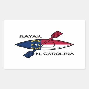 Kayak North Carolina Flag Rectangular Sticker