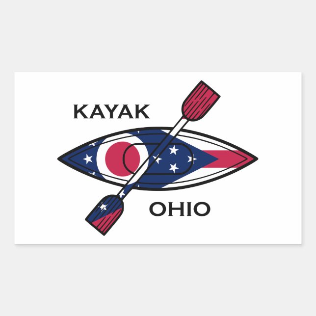 Kayak Ohio Flag Rectangular Sticker (Front)