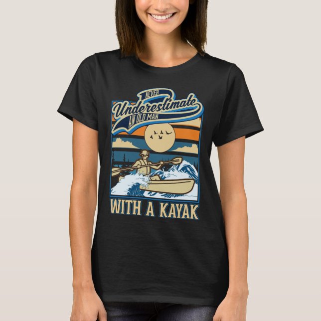 Kayak Old Man Kayaker Grandpa T-Shirt (Front)