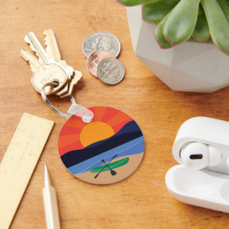 Kayak on the Lake at Sunset Key Ring