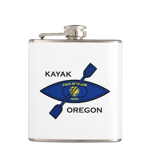 Kayak Oregon Flag Hip Flask (Front)