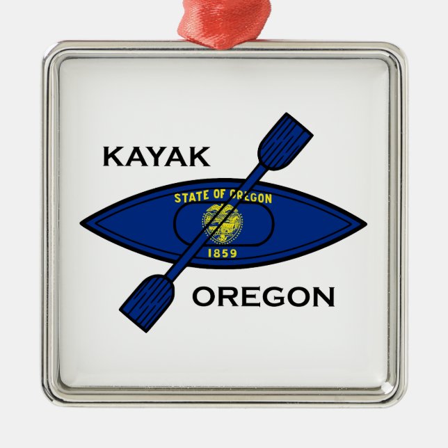 Kayak Oregon Flag Metal Tree Decoration (Front)
