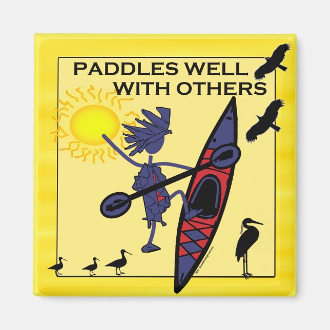Kayak Paddles Well on Yellow Magnet (Front)