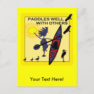Kayak Paddles Well on Yellow Postcard