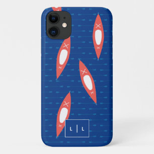 Kayak Personalized Monogram Blue Coral Modern Case-Mate iPhone Case