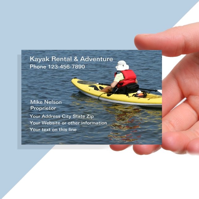 Kayak Rental & Outdoor Adventure Business Card (Creator Uploaded)